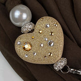 Sciarpa con Dettaglio Gioiello - Brillissima  - MarroneVerde - Cuore Ocra