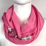 Sciarpa con Dettaglio Gioiello - Brillissima  - Fuchsia - Cuore Fuchsia