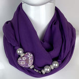 Sciarpa con Dettaglio Gioiello - Amélie - Viola - Cuore