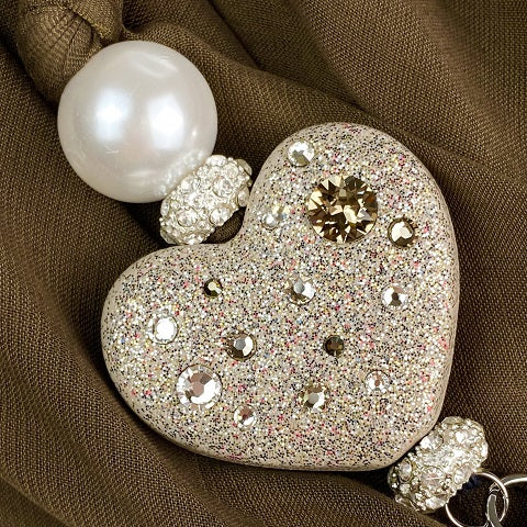 Sciarpa con Dettaglio Gioiello - Brillissima  - MarroneVerde - Cuore Beige