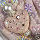 Sciarpa con Dettaglio Gioiello - Brillissima  - Rosa Fantasia - Cuore Rosa Antico