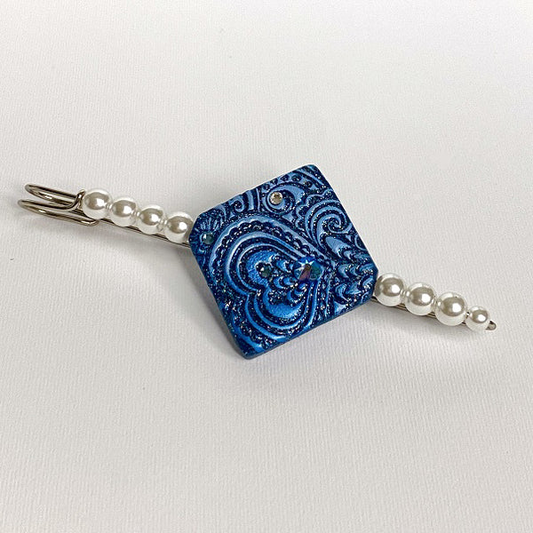 Spilla Gioiello Artigianale con Cristalli Swarovski® Blu