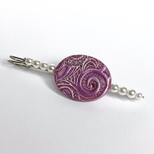 Spilla Gioiello Artigianale con Cristalli Swarovski® Rosa Malva