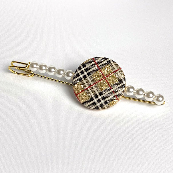 Spilla Gioiello Artigianale Tartan Oro