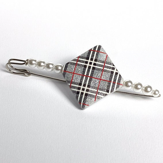 Spilla Gioiello Artigianale Tartan Argento